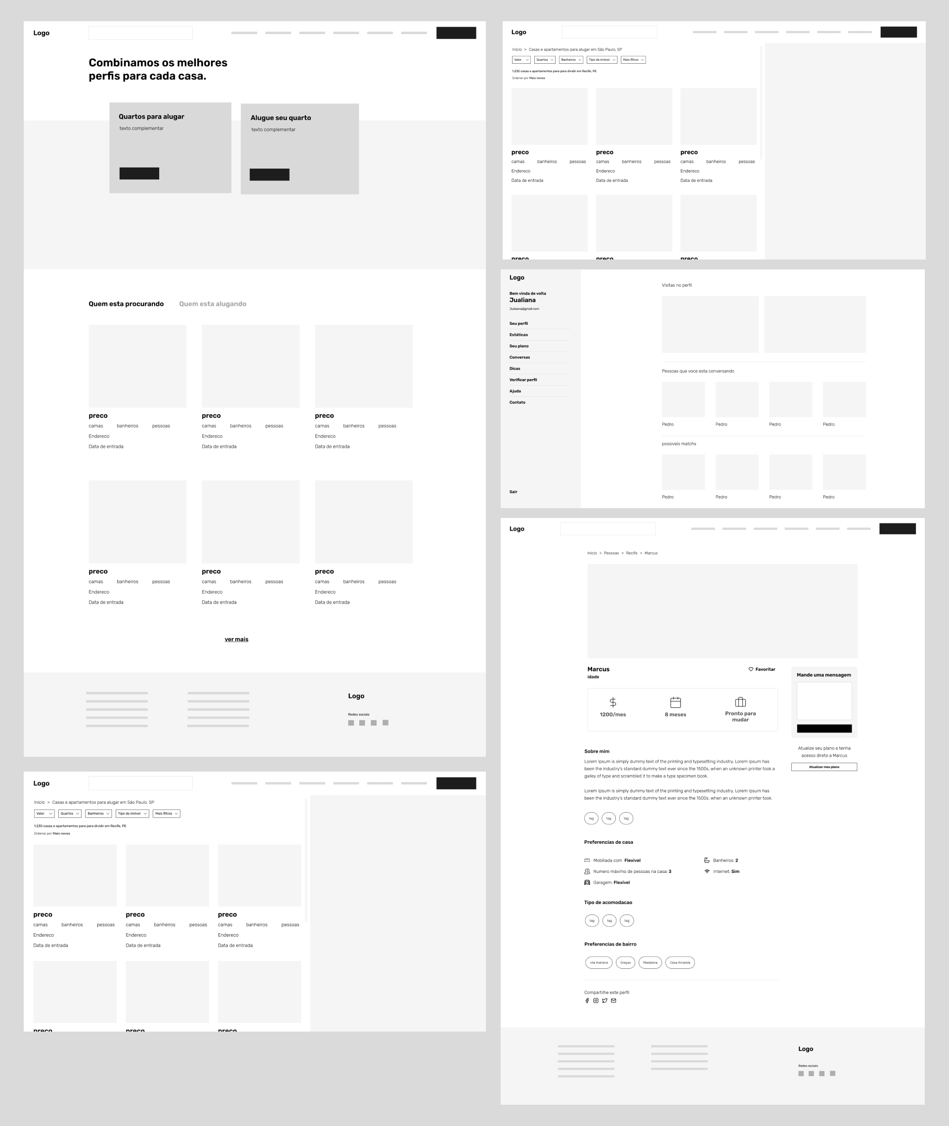 Wireframes do Dividi
